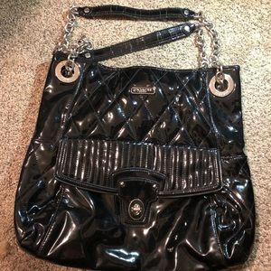Authentic Black patent leather coach bag.